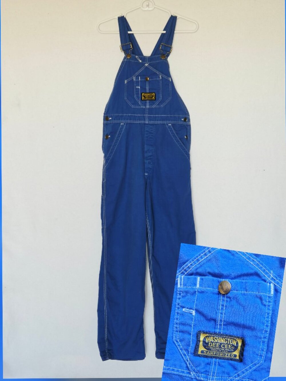 Vintage'70s Washington Dee Cee Sanforized Utility Workwear Overalls Blue Size 6W